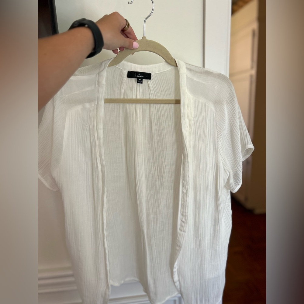 Lulus White Short Sleeve Cardigan